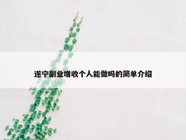 遂宁副业增收个人能做吗的简单介绍