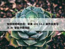 安排得明明白白：苹果 iOS 18.2 邮件应用引入 AI 智能分类功能