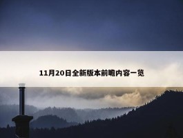 11月20日全新版本前瞻内容一览