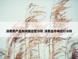 消费类产品如何做运营分析 消费品市场运行分析