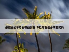 必须交的车险有哪些副业 车险那些是必须要买的