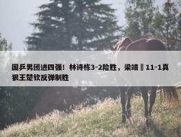 国乒男团进四强！林诗栋3-2险胜，梁靖崑11-1真狠王楚钦反弹制胜