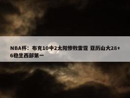 NBA杯：布克10中2太阳惨败雷霆 亚历山大28+6稳坐西部第一