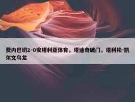 费内巴切2-0安塔利亚体育，塔迪奇破门，塔利松-凯尔文乌龙