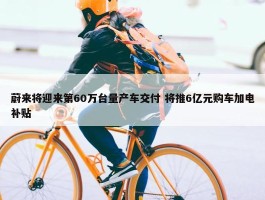 蔚来将迎来第60万台量产车交付 将推6亿元购车加电补贴