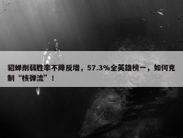 貂蝉削弱胜率不降反增，57.3%全英雄榜一，如何克制“核弹流”！