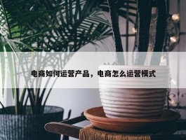 电商如何运营产品，电商怎么运营模式