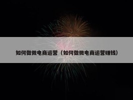 如何做微电商运营（如何做微电商运营赚钱）