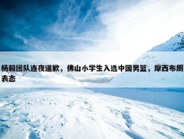 杨毅团队连夜道歉，佛山小学生入选中国男篮，摩西布朗表态