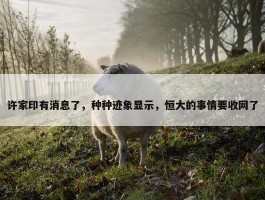 许家印有消息了，种种迹象显示，恒大的事情要收网了