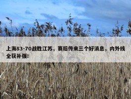 上海83-70战胜江苏，赛后传来三个好消息，内外线全获补强！