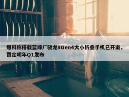 爆料称搭载蓝绿厂骁龙8Gen4大小折叠手机已开案，暂定明年Q1发布