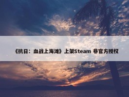 《抗日：血战上海滩》上架Steam 非官方授权