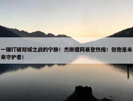 一锤打破双城之战的宁静！杰斯遭网暴登热搜！但他是未来守护者！