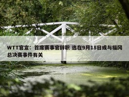 WTT官宣：首席赛事官辞职 选在9月18日或与福冈总决赛事件有关