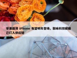 苹果最薄 iPhone 有望明年登场，联咏科技被曝已打入供应链