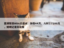 亚洲球员NBA总薪水：孙悦44万，八村塁7100万，姚明记录天花板