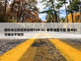 国际米兰历史转会榜TOP 5！看看谁最不值 国米的引援水平如何