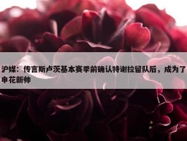 沪媒：传言斯卢茨基本赛季前确认特谢拉留队后，成为了申花新帅