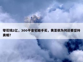 零花钱2亿，300平豪宅随手买，黄圣依为何还要坚持离婚？