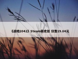 《战地2042》Steam新史低 仅售19.84元