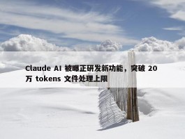 Claude AI 被曝正研发新功能，突破 20 万 tokens 文件处理上限