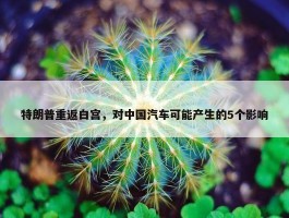 特朗普重返白宫，对中国汽车可能产生的5个影响