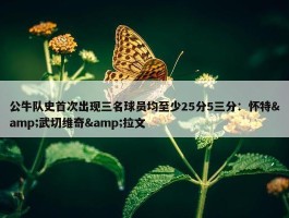 公牛队史首次出现三名球员均至少25分5三分：怀特&武切维奇&拉文