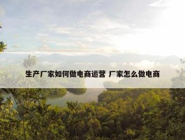 生产厂家如何做电商运营 厂家怎么做电商