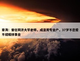 章涛：曾任同济大学老师，成渣男专业户，37岁不恋爱不结婚拼事业