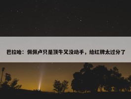 巴拉哈：佩佩卢只是顶牛又没动手，给红牌太过分了