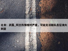 北青：武磊_阿兰伤情相对严重，可能无法随队出征澳大利亚