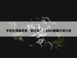 手机处理器迎来“新玩家”：AMD被曝计划入局