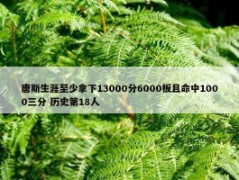 唐斯生涯至少拿下13000分6000板且命中1000三分 历史第18人