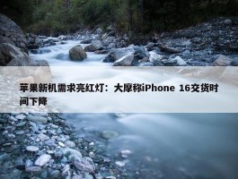 苹果新机需求亮红灯：大摩称iPhone 16交货时间下降