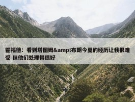 霍福德：看到塔图姆&布朗今夏的经历让我很难受 但他们处理得很好