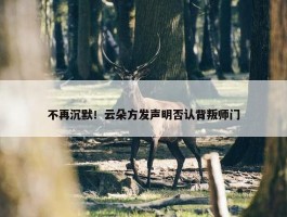 不再沉默！云朵方发声明否认背叛师门