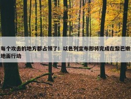 每个攻击的地方都占领了！以色列宣布即将完成在黎巴嫩地面行动