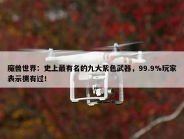 魔兽世界：史上最有名的九大紫色武器，99.9%玩家表示拥有过！