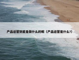 产品运营到底是做什么的呢（产品运营是什么?）