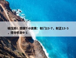 碾压局！德国7-0波黑：射门23-7，射正13-3，得分机会9-1