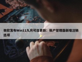 微软发布Win11九月可选更新：账户管理器新增注销选项