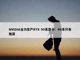 NVIDIA全力生产RTX 50系显卡：40系只有独苗