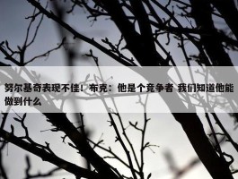 努尔基奇表现不佳！布克：他是个竞争者 我们知道他能做到什么