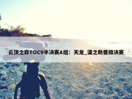 云顶之弈TOC9半决赛A组：天龙_潇之助晋级决赛