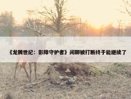 《龙腾世纪：影障守护者》闲聊被打断终于能继续了