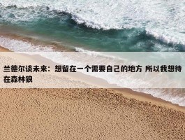 兰德尔谈未来：想留在一个需要自己的地方 所以我想待在森林狼