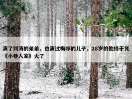 演了刘涛的弟弟，也演过梅婷的儿子，28岁的他终于凭《小巷人家》火了