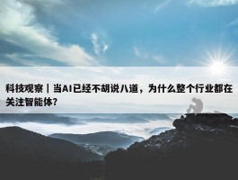 科技观察｜当AI已经不胡说八道，为什么整个行业都在关注智能体？