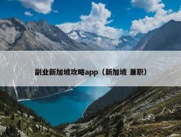 副业新加坡攻略app（新加坡 兼职）